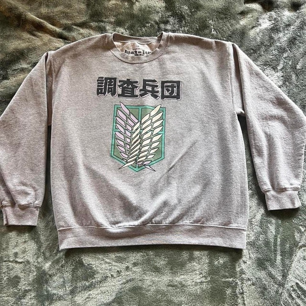 Official Attack on Titan Scout Regiment Grey Crewneck Sweatshirt Large